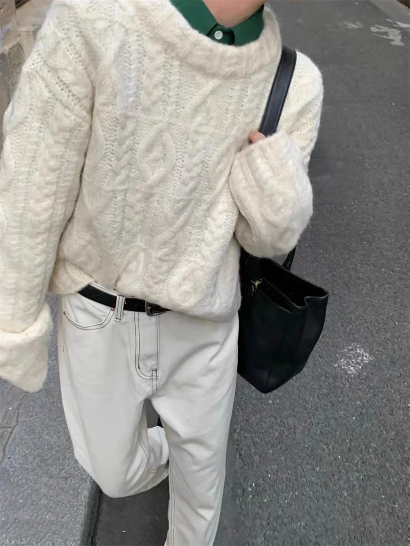 2025 Autumn Sweet Solid O-neck Knit Pullover Winter Women Long Sleeve Sweater Elegant Casual Korean Style Loose Knitted Top