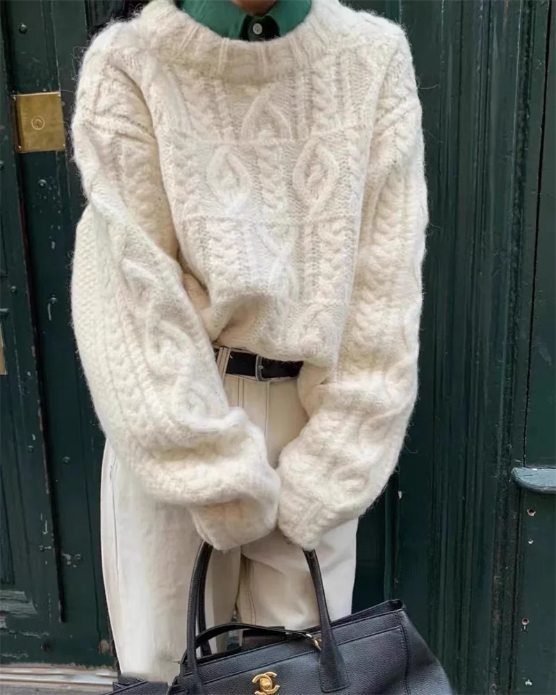 2025 Autumn Sweet Solid O-neck Knit Pullover Winter Women Long Sleeve Sweater Elegant Casual Korean Style Loose Knitted Top